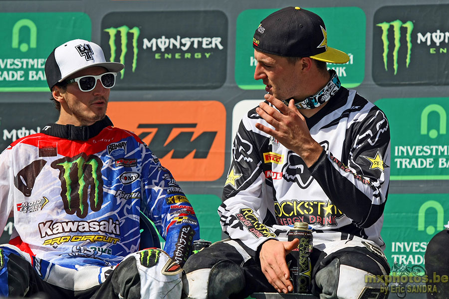 17/06/2012 Bastogne :  Podium MX1 Christophe POURCEL Clement DESALLE 