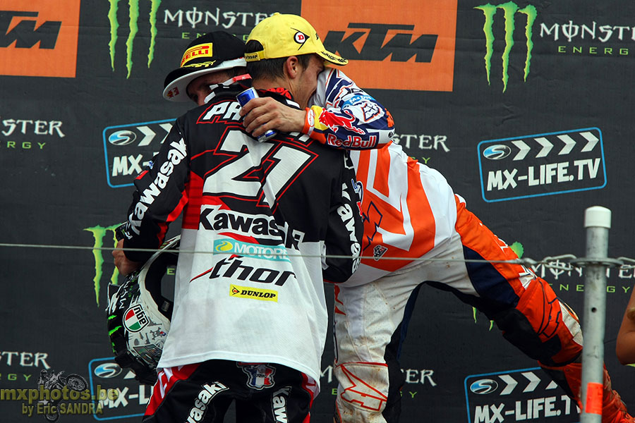 16/06/2013 Maggiora :  Podium MX1 Gauthier PAULIN Antonio CAIROLI 