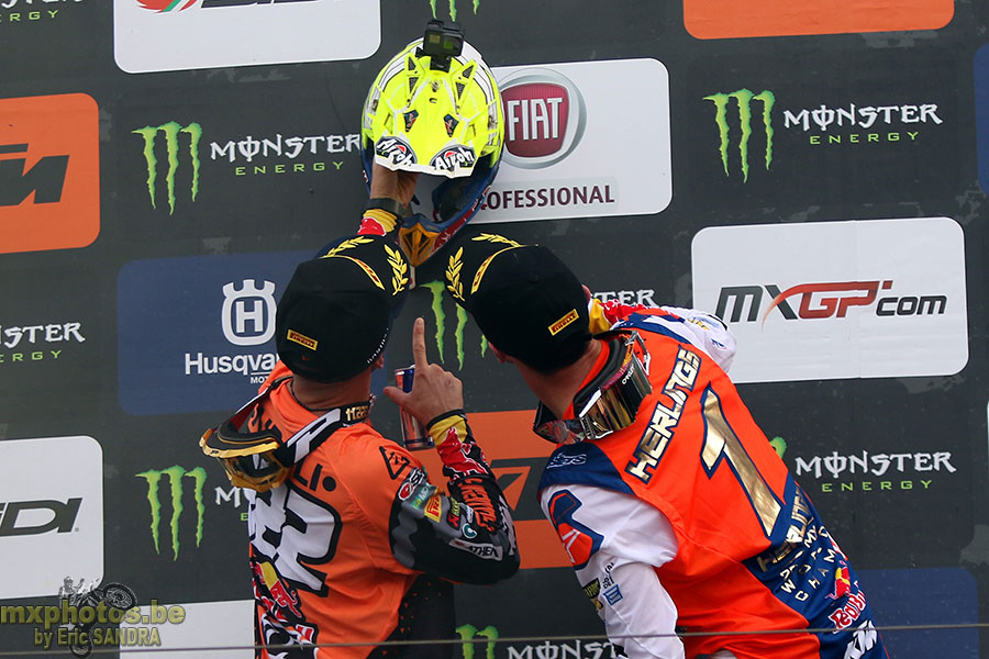 16/09/2018 Assen :  Podium MXGP Jeffrey HERLINGS Antonio CAIROLI 